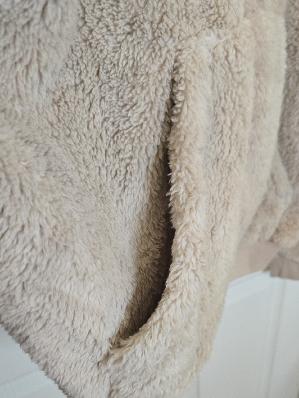 Rawgear Beige Teddy Jacket with Red Zip - Women's Plush Sherpa Coat Very OVERSIZ - Picture 6 of 7